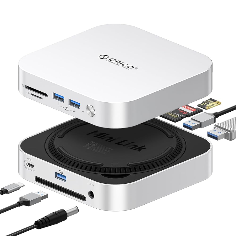 ORICO MiniLink Mac Mini Hub & Stand with 40Gbps NVMe SSD